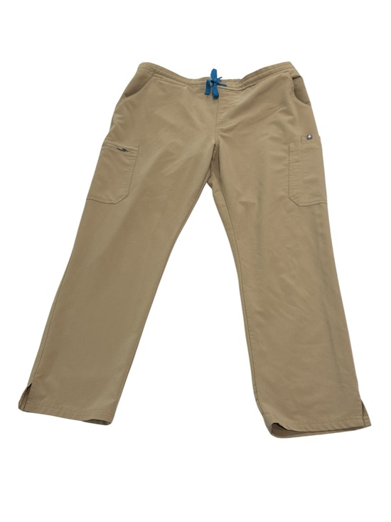 Figs Pants - FIGS Women's Tan Khaki‎ Straight-Leg Scrub Cargo Pants Size Large Petite